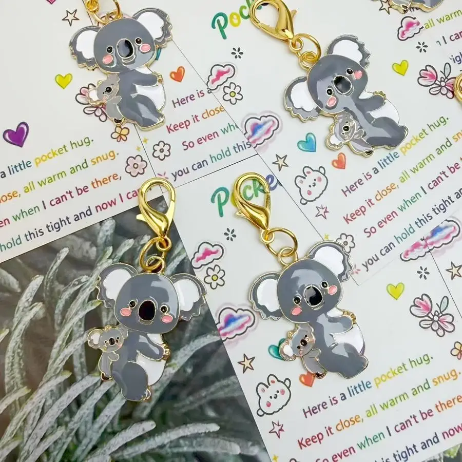 1/5/10/20/50/100pcs Koala Mother And Keychain (Plus 6 Heartwarming Pocket Hug Cards) Heartwarming Pocket Gift. Cute Koala Pendan