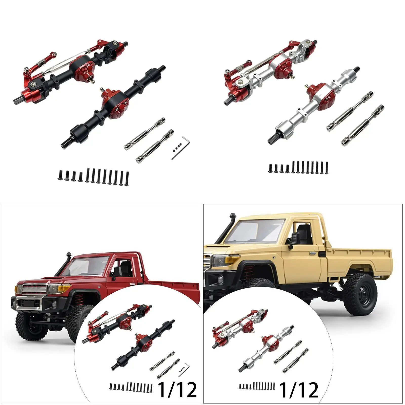 

RC Front Rear Axle RC Metal Axle Drive Shaft for MN82 1/12 RC Car DIY Accessory