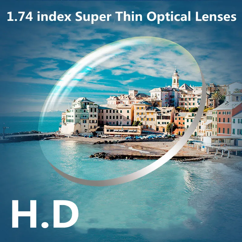 1.56/1.61/1.67/1.74 index ultra-thin aspherical anti-radiation resin optical myopic discoloration prescription lenses