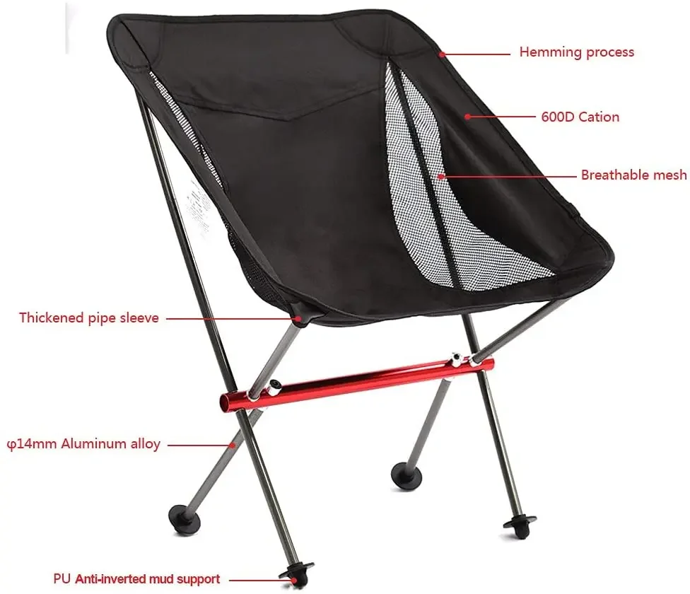 Lightweight Outdoor Portable Compact Moon Folding Chair Foldable Fishing Chair Collapsible Picnic Camping Chair