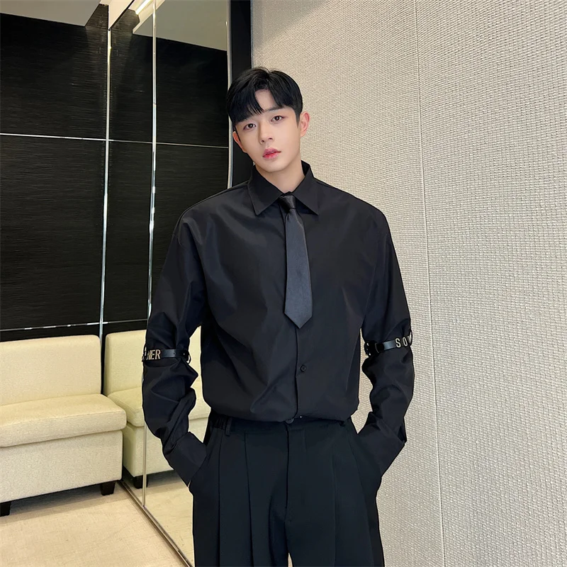 

British Style Men's Shirt Sleeve Cuff Adjustable Design Handsome Trendy Top Stage Costume Hair Stylist Long Sleeve Sharp Poin...