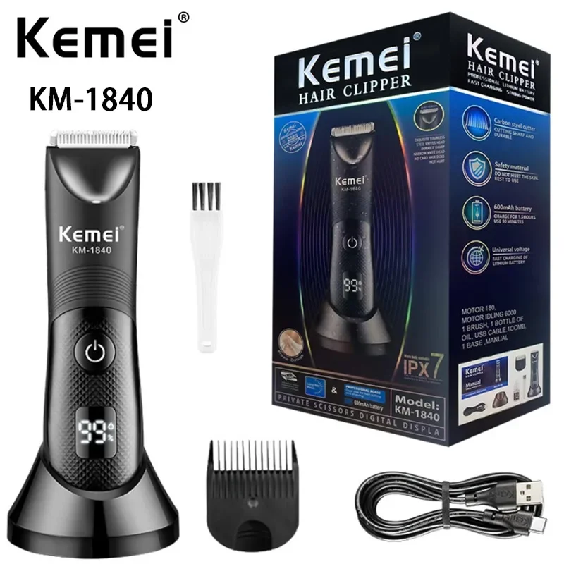 

KM-1840 KEMEI's new full body waterproof electric fader barber with charging base multi-function shaving hair clipper barber