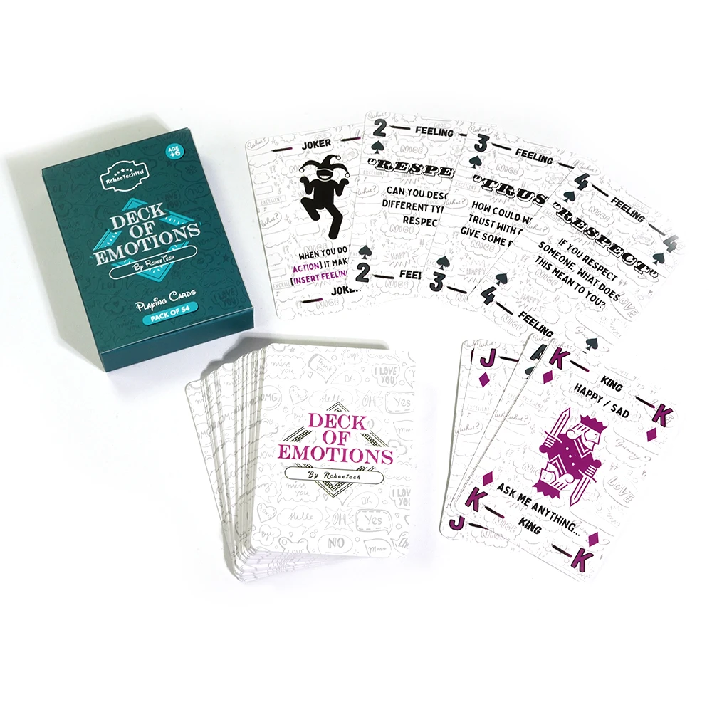 Deck of Emotions 54pcs Playing Cards Which Include Questions About Feelings And Emotions Promotes Mental Well