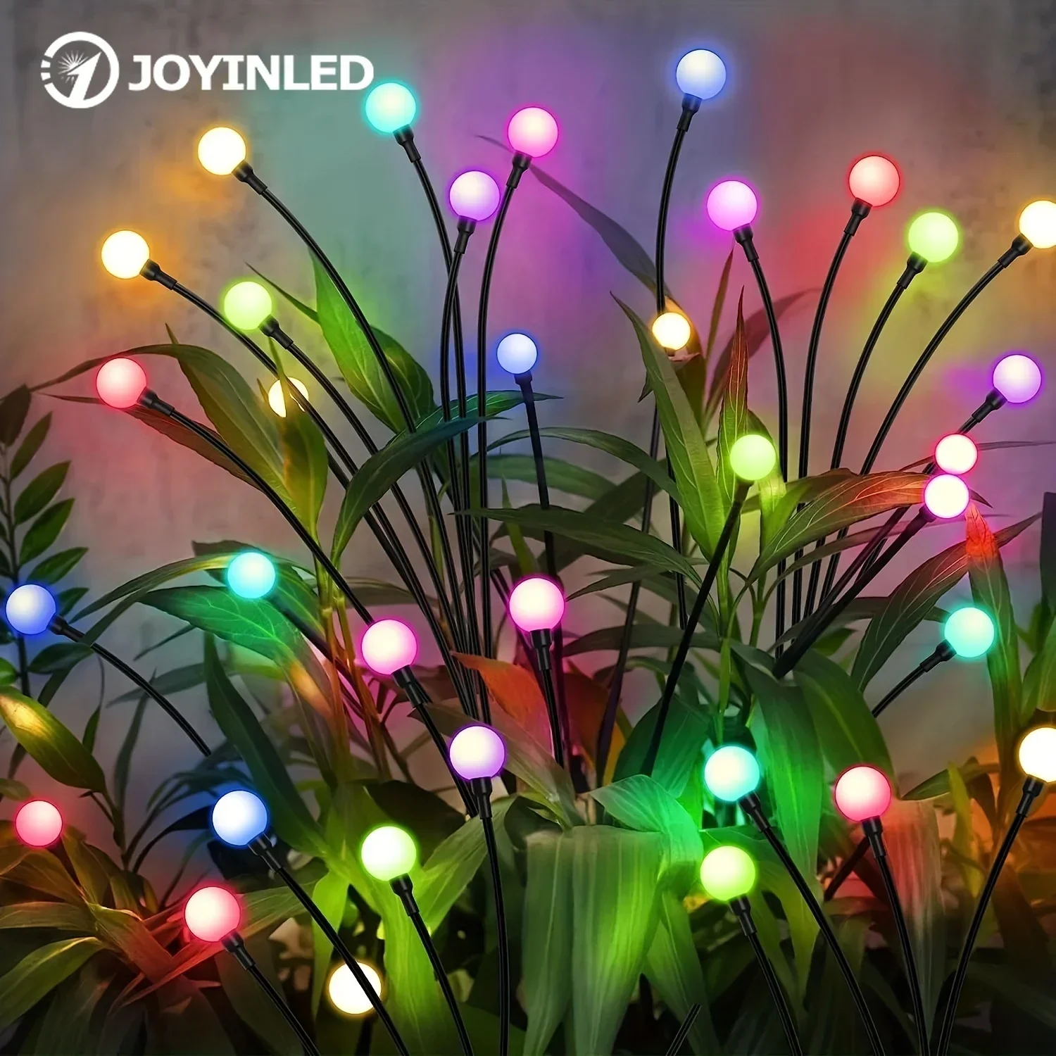 JOYINLED 2pcs 6 LED Light Bulbs Colorful Solar Swaying Light Outdoor Waterproof Solar Firefly Lights for Garden Yard Villa