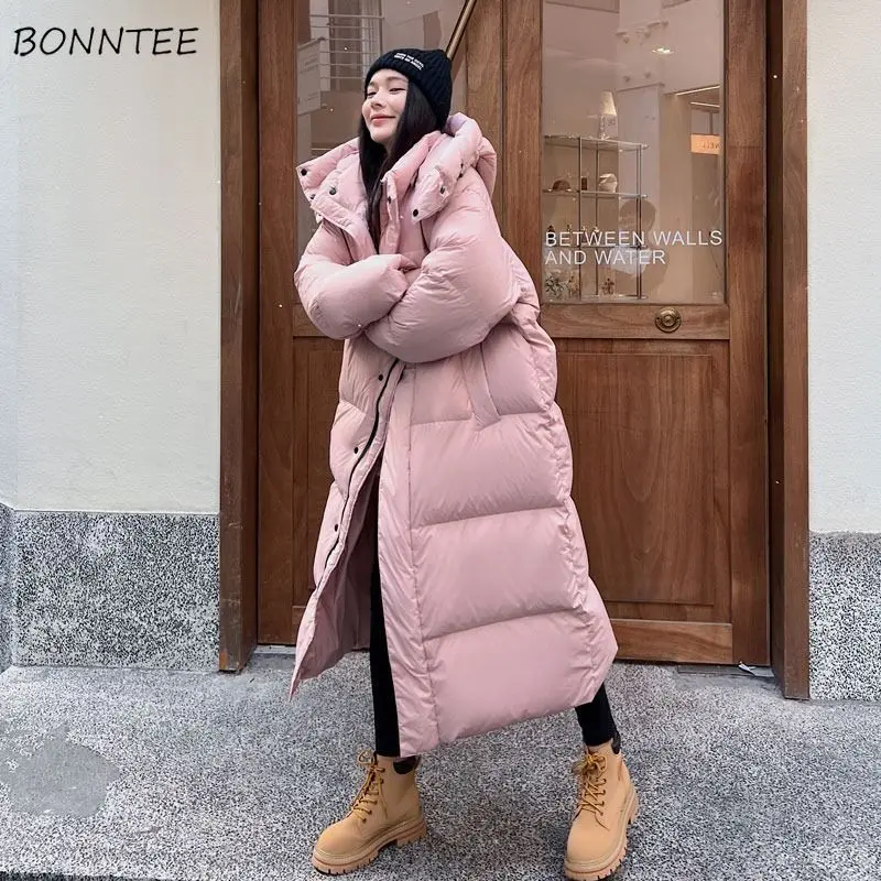 

Korean Fashion Thick Winter Coats Women Hooded Parkas Long Warm Harajuku Streetwear Versatile Female Outwear Casual Simple Baggy