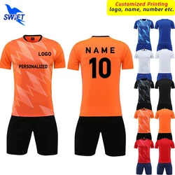 2 Pcs Men Football Jerseys Set Personalized Custom Print Boy Soccer Uniform Training Suit Team Sports Short Sleeve Tracksuit