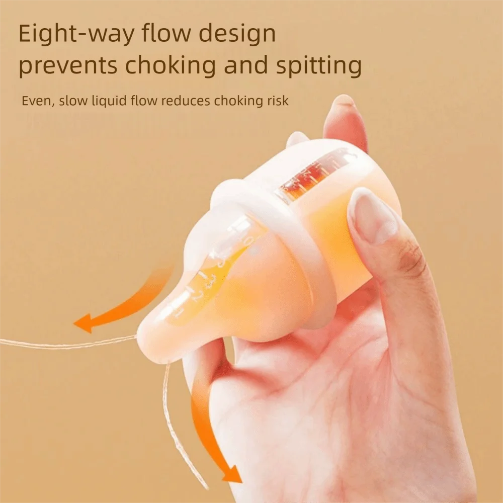 زجاجات أطفال من السيليكون ذات تدفق بطيء الحلمة 30 مل، وحدة تغذية ضغط طعام مقاومة للحرارة مع غطاء مقاوم للغبار ومضاد للقيء
