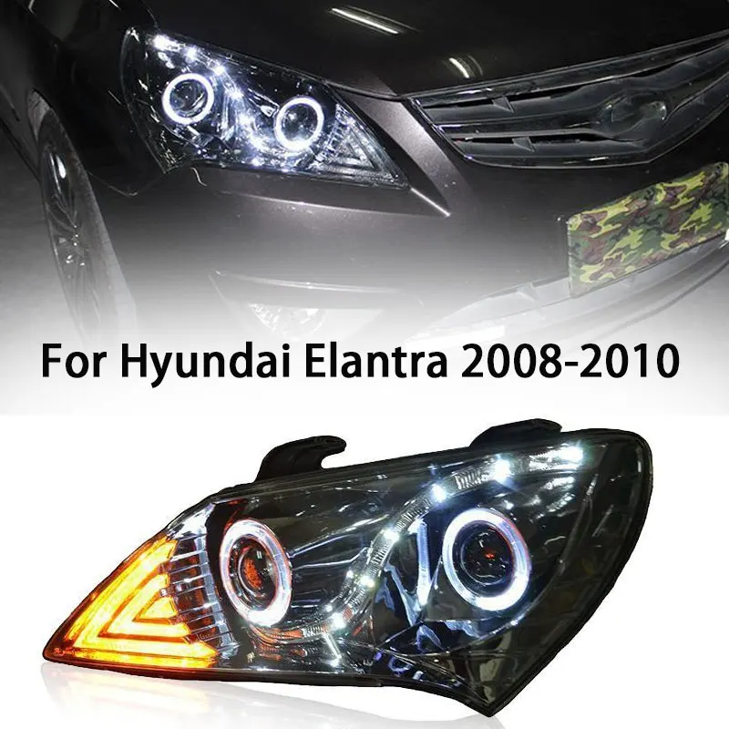 

Фара для Hyundai Elantra светодиодный фара 2008-2010 фары Elantra DRL сигнал поворота фара дальнего света ангельские глазки