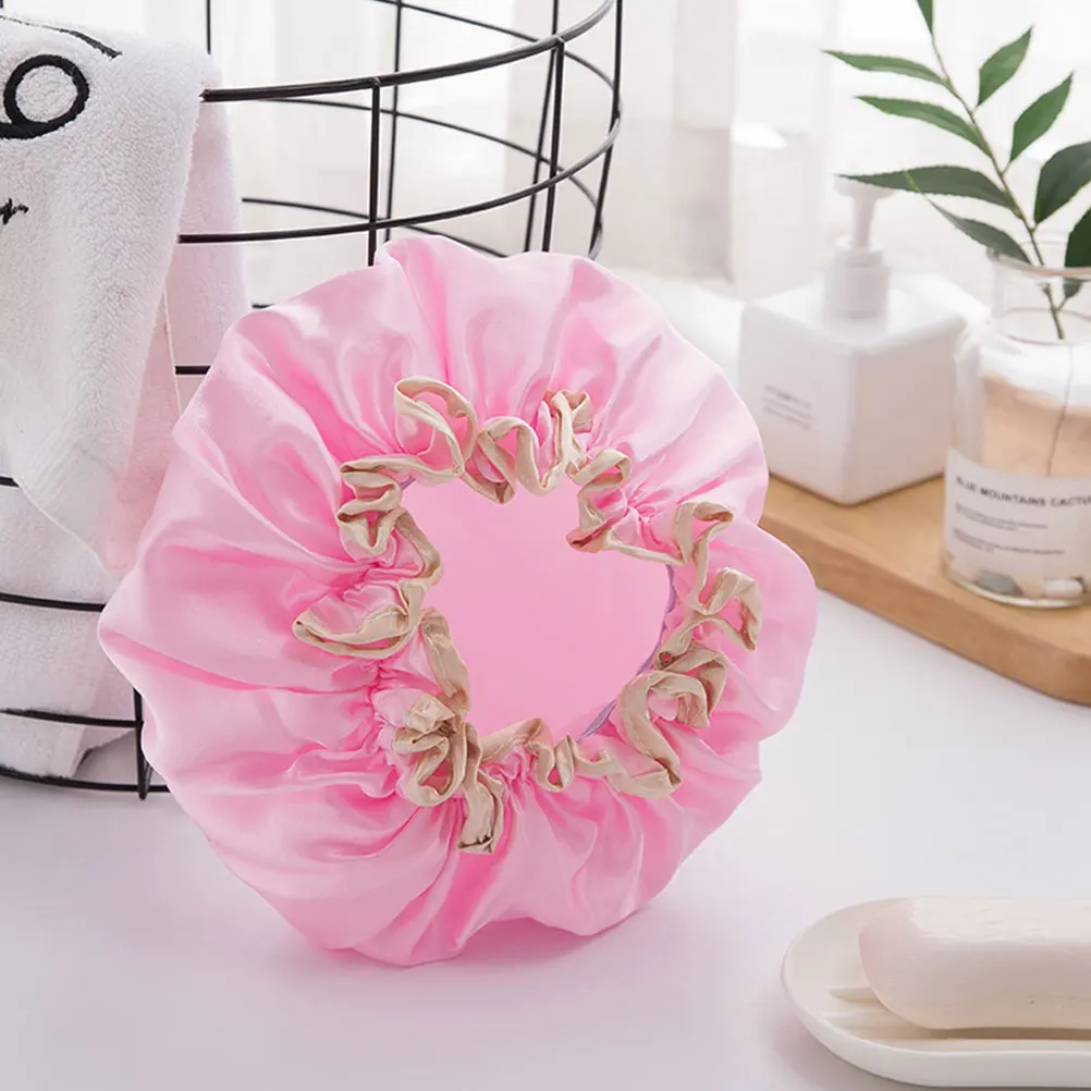 

5Pcs Waterproof Bathing Hat Elastic Reusable Colorful Shower Cap for Adults Pink Grey Red Blue Bath Cap