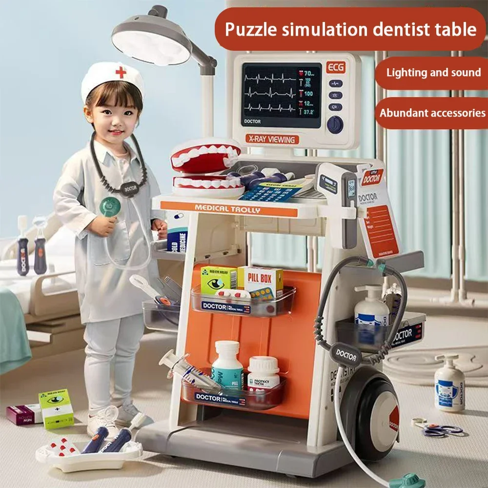 Simulatie Tandarts Medische apparatuur Tafelvullingen Injectie Stethoscoop Medische trolley Thuisarts Speelgoed voor kinderen Kerstcadeaus