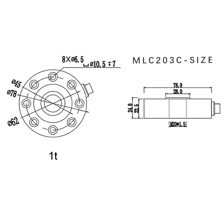 MLC203C Feeder Scale test Machine Round Compression Force Sensor Load Cell 3 TON