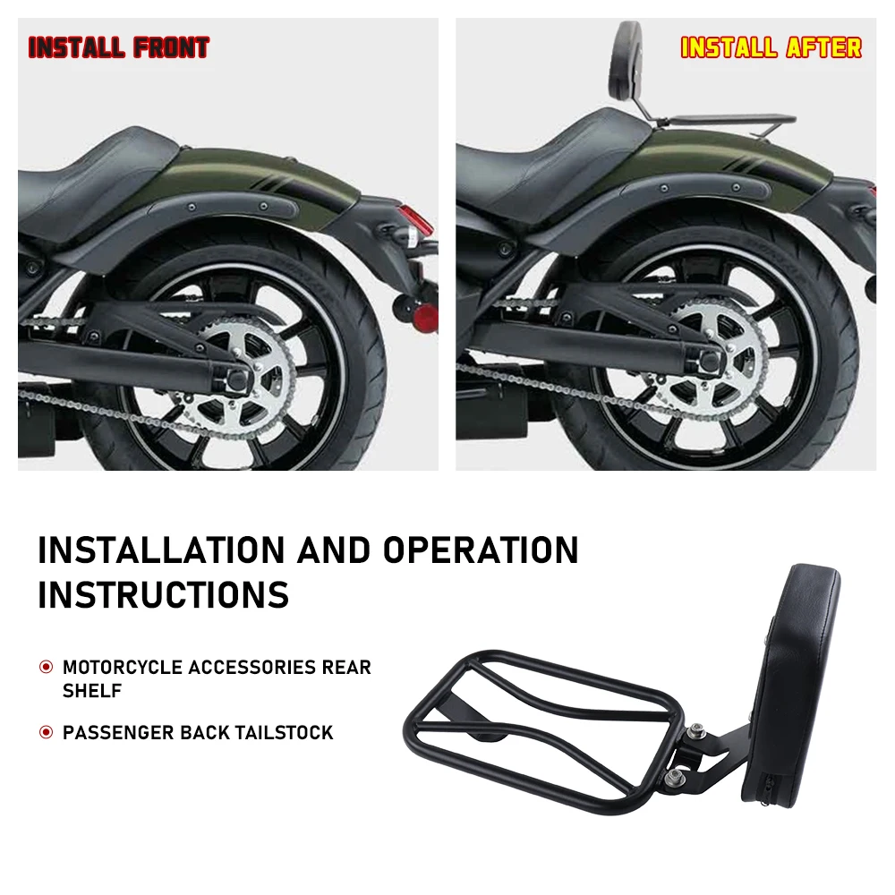 FOR KAWASAKI Vulcan S 650 EN650 2014 - 2016 2017 2018 2019 2020 2021 Motorcycle Accessories Rear Shelf Passenger Back Tailstock