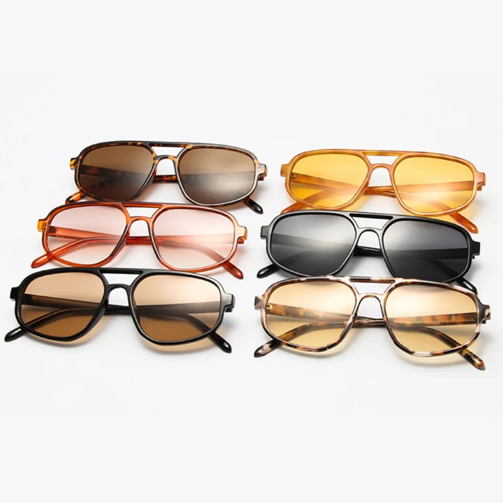 

Big Frame Irregular Square Sunglasses Wide Legs Cool Double Beam Sun Glasses Leopard Print UV400 Retro Trend Eyewear Outdoor