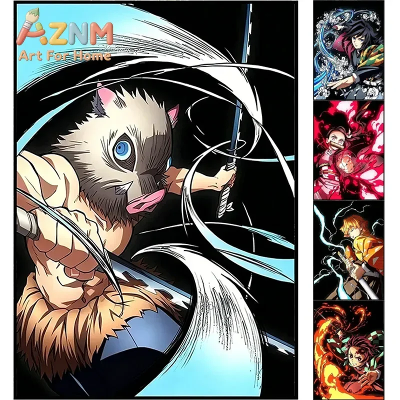 AZNM Demon Slayer Inosuke Anime Canvas Wall Art Frameless Print Poster for Bedroom Living Room Home Wall Decor