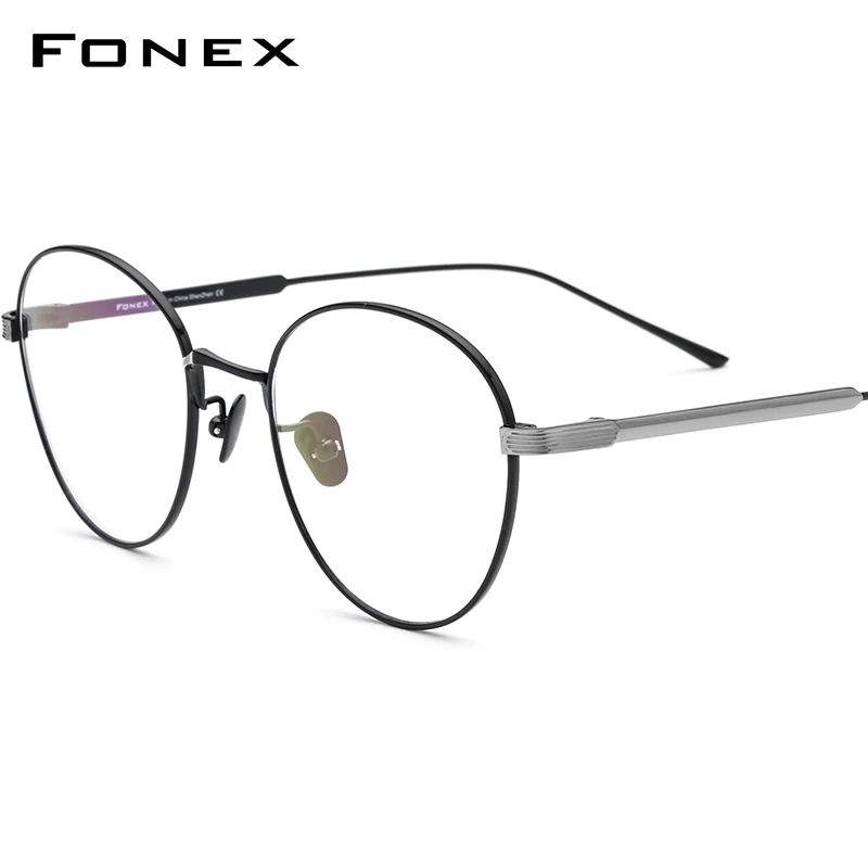 FONEX Titanium Glasses Frame Women 2024 Retro Round Eyeglasses Men Vintage Ultralight Eyewear F85683