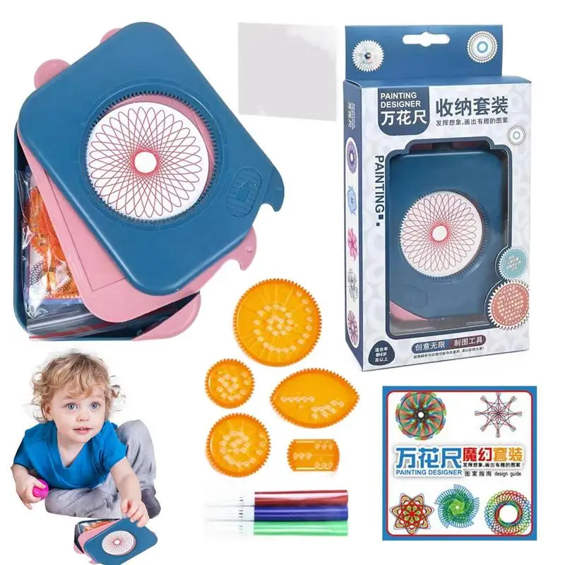 Montessori Drawing Toys Set for Kids, Régua de pintura, Engrenagens interligadas, Régua geométrica, Acessórios de desenho