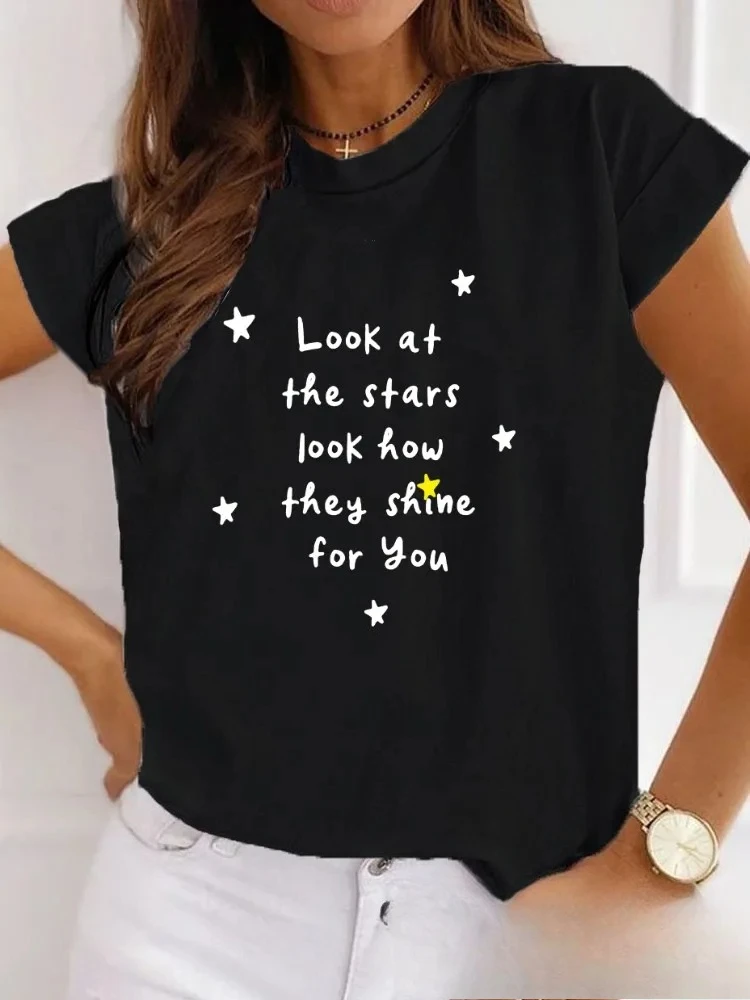 Look at The Stars Look How They They Shine For You Women T-shirts Girl Harajuku Tops Y2k Tops Tee Casual  90s Vintage Clothes