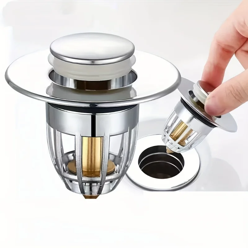 Pop Up Sink Drain Stopper Anti Clogging Basket Filter Bathroom Basin Drain Plug Brass Core Bounce Sink Stopper for Wash Basin