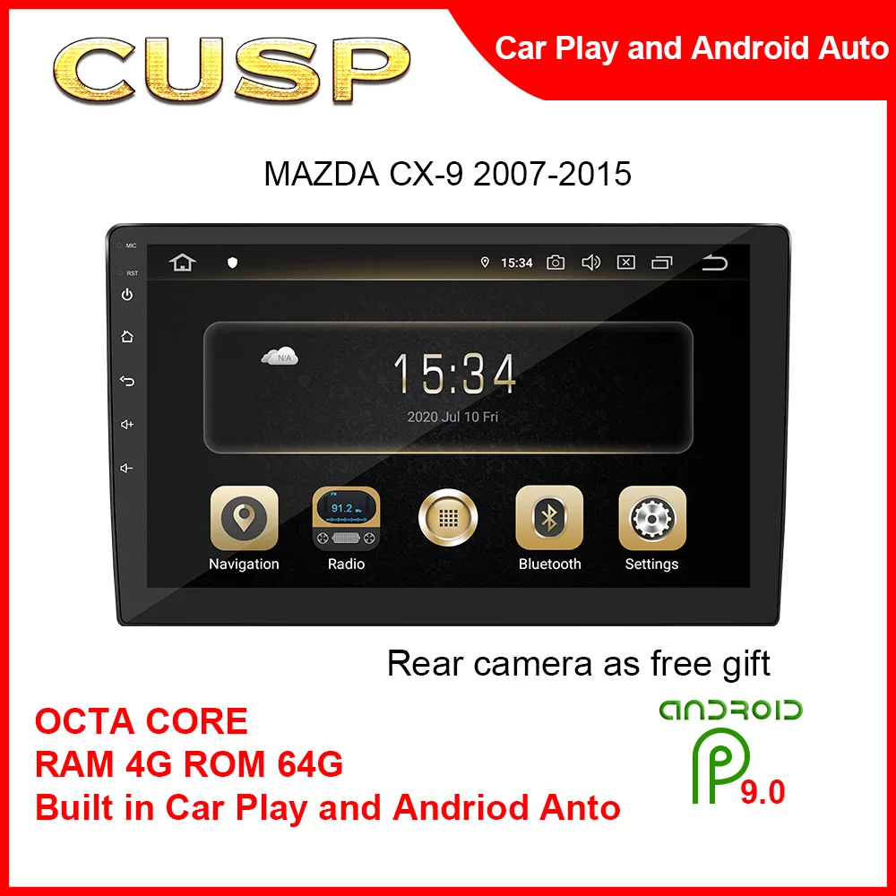 CUSP Big Screen For MAZDA CX-9 2007-2015 10inch RAM 4G ROM 64G GPS Navigator For Car Double Din Car Stereo Bluetooth Car Radio