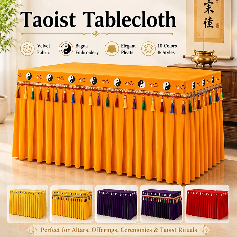 Taoist Tai Chi Bagua Four Symbols Wealth Talisman Tarot Tablecloth For Rituals Home Decor Feng Shui Altar Embroidery Table Cover