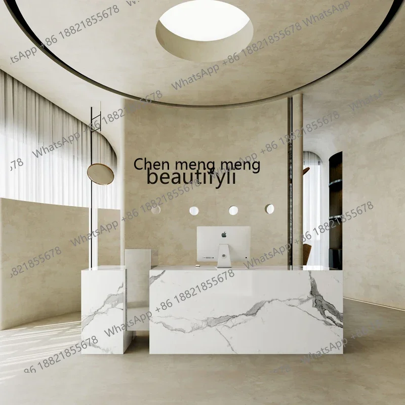 A182 C Modern simple clothing shop beauty salon checkout page paint imitation marble company hotel reception front desk