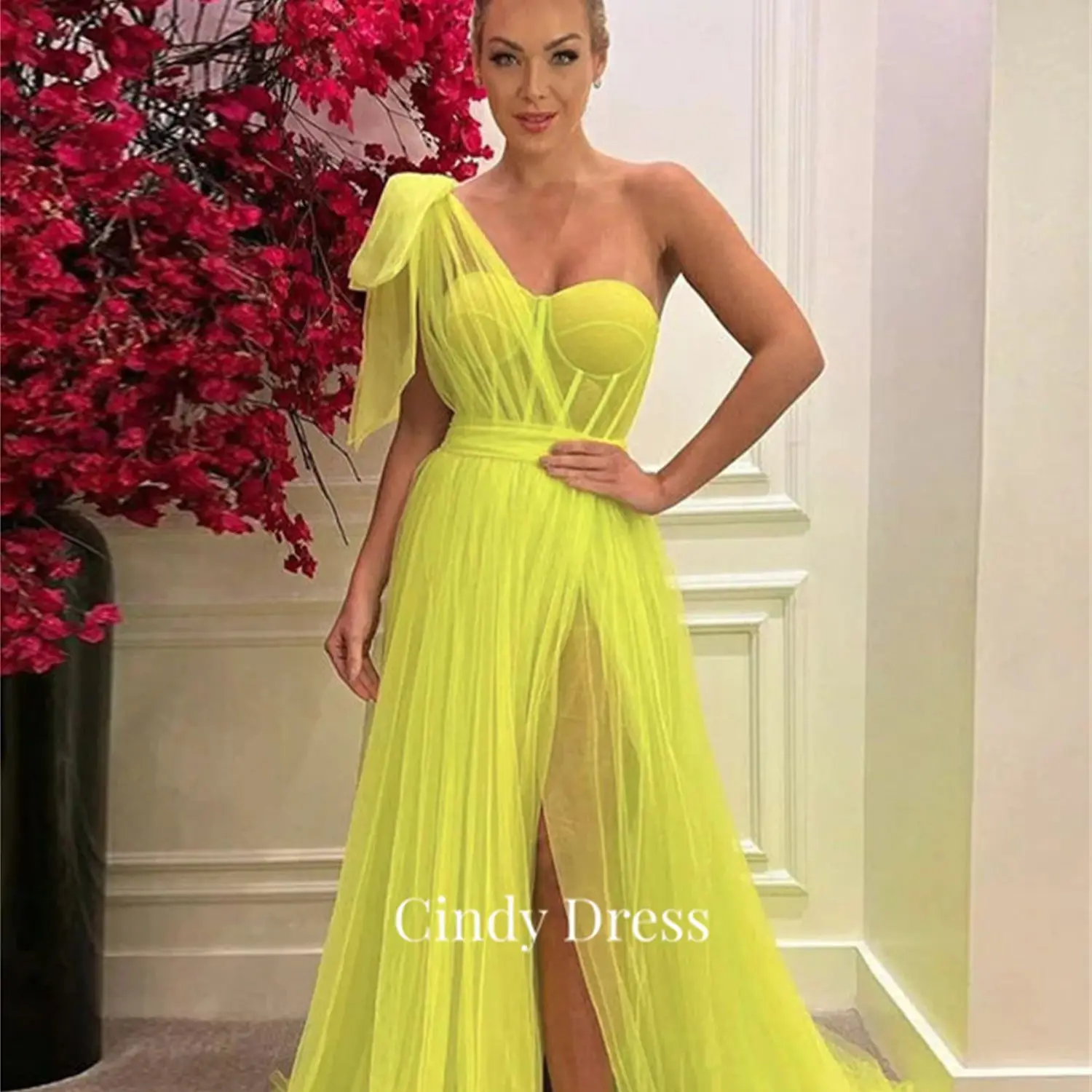 

Cindy Yellow Chiffon Sweetheart Saudi Women Evening Dress Gown Party Dresses Woman Long Wedding Female 2023 Elegant Luxury Gowns