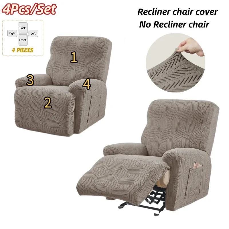 

1 Seat Herringbone Style Recliner Chair Cover Dust-proof Elastic Armchair Slipcover Single Sofa Slipcover for Living Room Decor