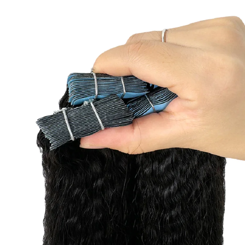 Afro Kinky Rechte Tape in Hair Extensions 100% Echt Menselijk Haar Onzichtbaar voor Vrouwen Zwart Haar op Plakband voor Salon