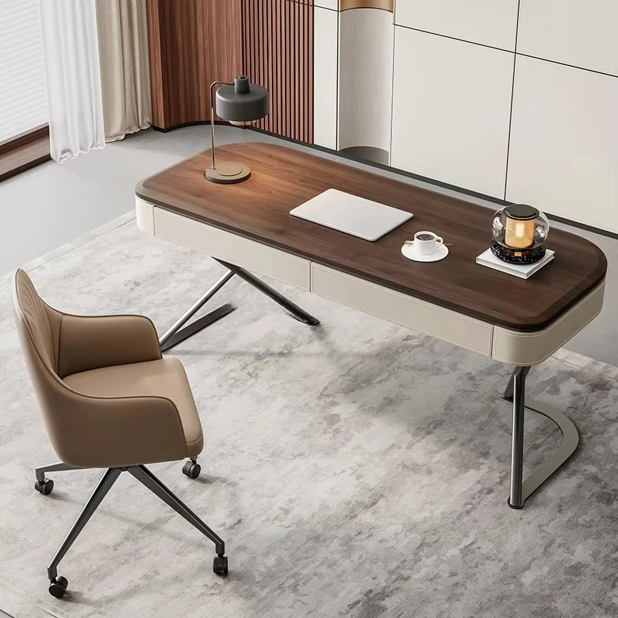 

Новый дизайн мебели для домашнего офиса: компьютерный стол с металлическими ножками, столешница из высокоплотного материала, с ящиками, комод для спальни.