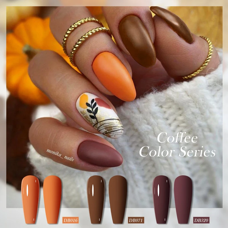 Mtssii 6ml Gel Nail Polish Brown Earth Coffee Color Series Semi Permanent UV Gel Chocolate Autumn Winter Nail Art Gel Varnish