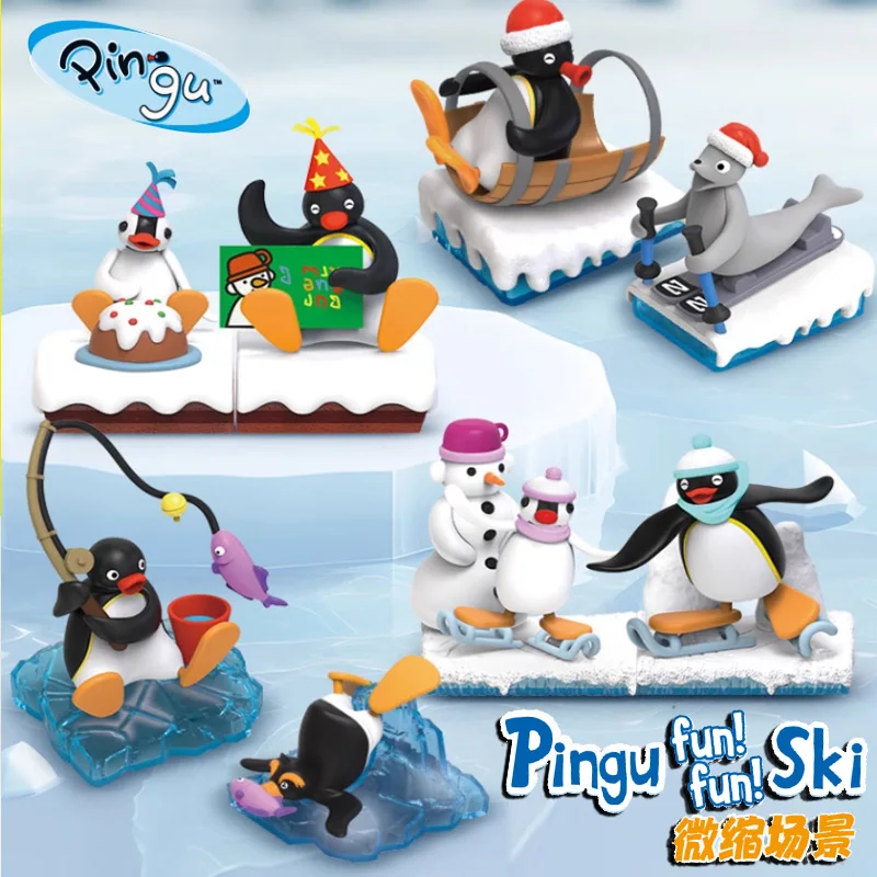 

Pingu Penguin Family Cool Play Space Miniature Scene Blind Box Diy Acrylic Bag Children Pendant Trend Toy Ornament Birthday Gift