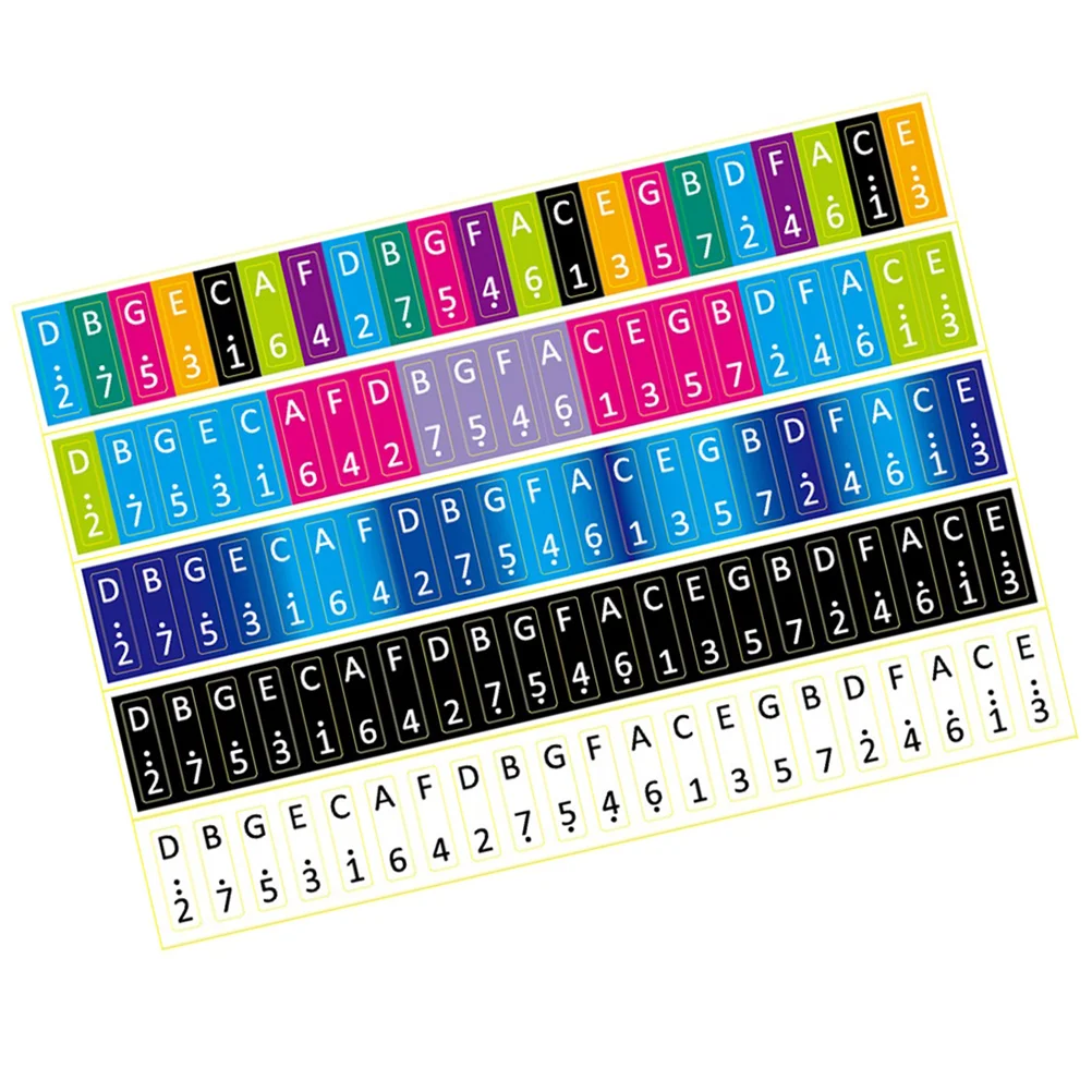 

5 Pcs Kalimbatie Learning Sticker Car Stickers Keyboard Piano Note Thumb Decal Scale Accessories