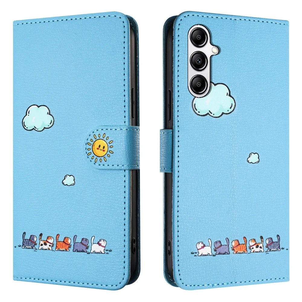 Leather Flip Case for Funda Samsung Galaxy A55 A54 A15 A25 A35 A05S A34 A24 A14 A33 A53 A13 Cases 3D Cute Cat Wallet Phone Cover