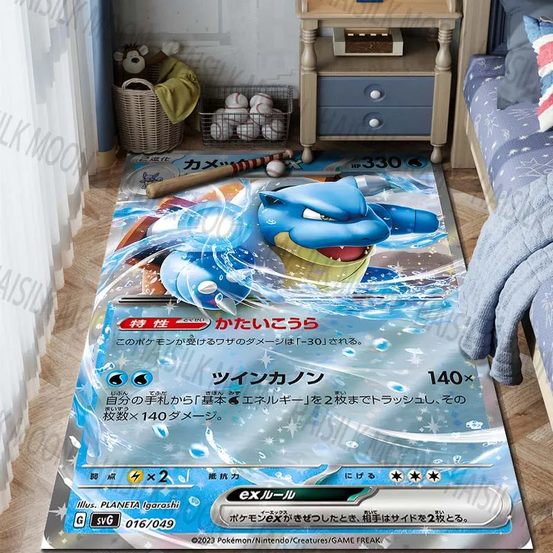 Pokemon Cards Squirtle Print Carpet Rug for Home Living Room Bedroom Sofa Doormat Decor Non-slip Floor Mat Child Area Rug Gifts