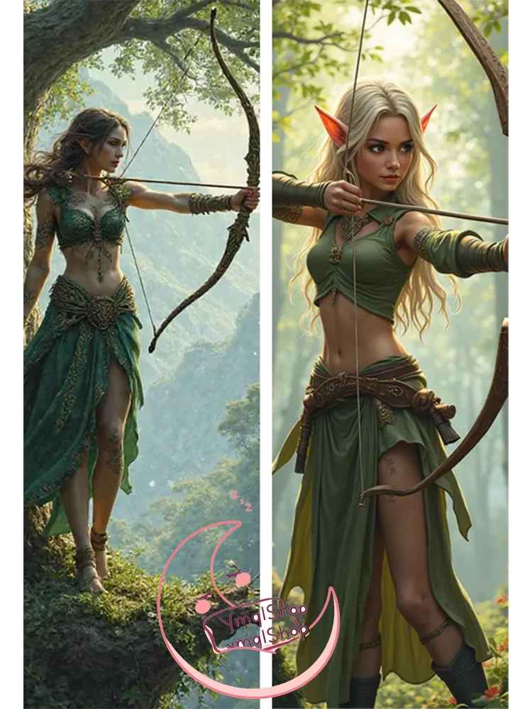 

Dakimakura Cover Unlimited AI Custom Size Double-sided Print Life-size Body Skin-Friendly Fabric girl-elf body pillow case