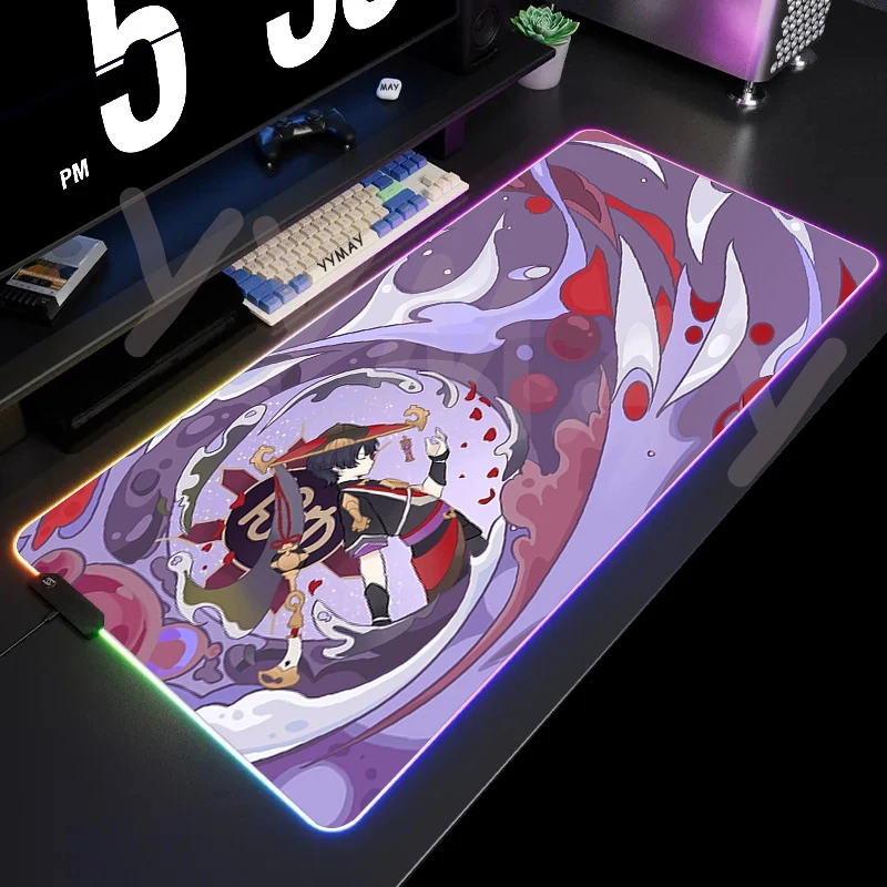 

RGB Mouse Pad Genshin Design Gaming Mousepads LED Mouse Mat Keyboard Mat Anti-slip Best Choice Mousepad XXL Luminous Desk Rug