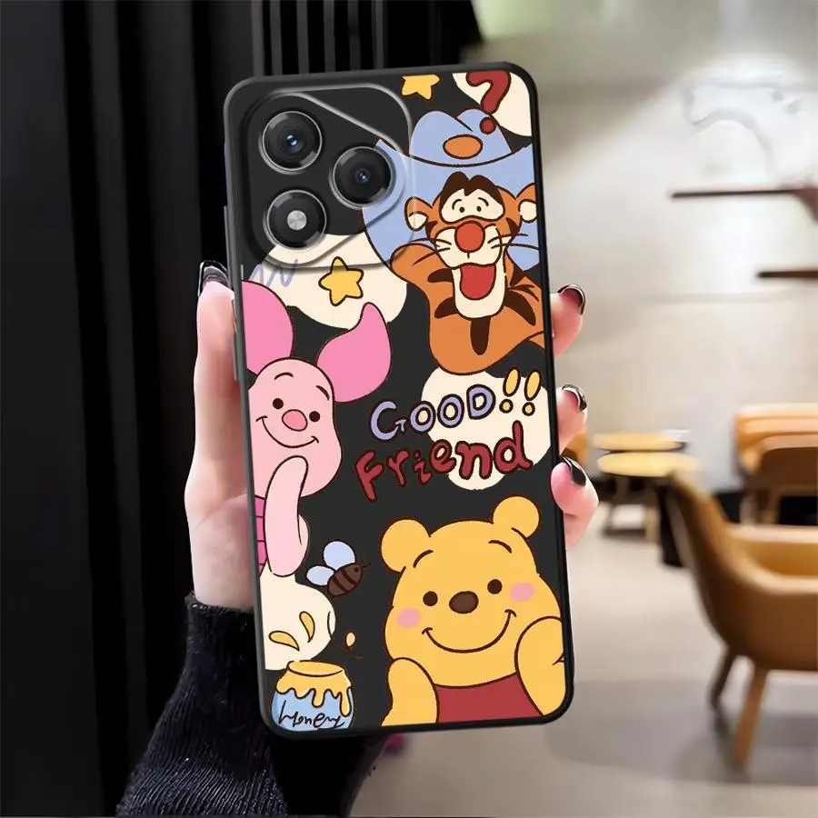 เคสโทรศัพท์นุ่มสีดำลายวินนี่เดอะพูห์สุดหรูจากดิสนีย์ สำหรับ Honor X5b 70 X8 8X Magic5Lite X6 X7 200 400 Lite 90 X9a