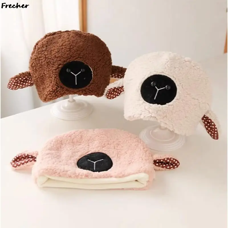 Baby Lovely Lamb Hat Kids Warm Wool Skullies Beanies Cute Animal Plush Cap Kids Outdoor Balaclava Winter Spring Bonnet Hats