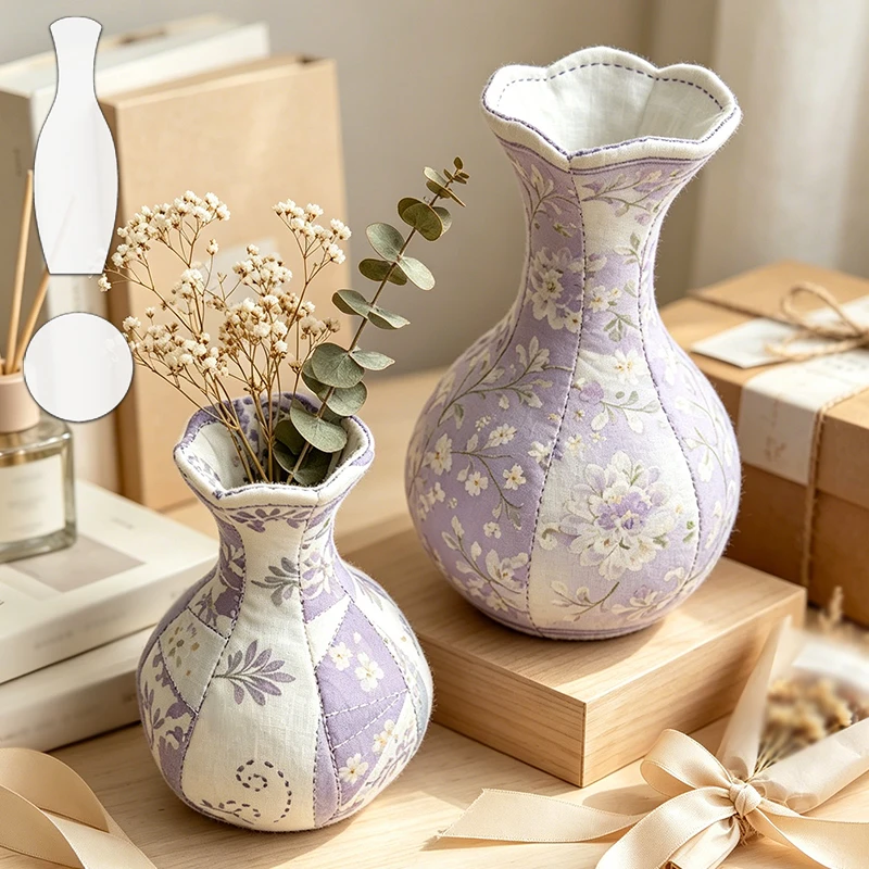 YOMDID 2pcs Vase Sewing Templates, DIY Multi-Style Matching Vase Pattern Quilting Stencils, Handmade Unique Vase Craft Tools