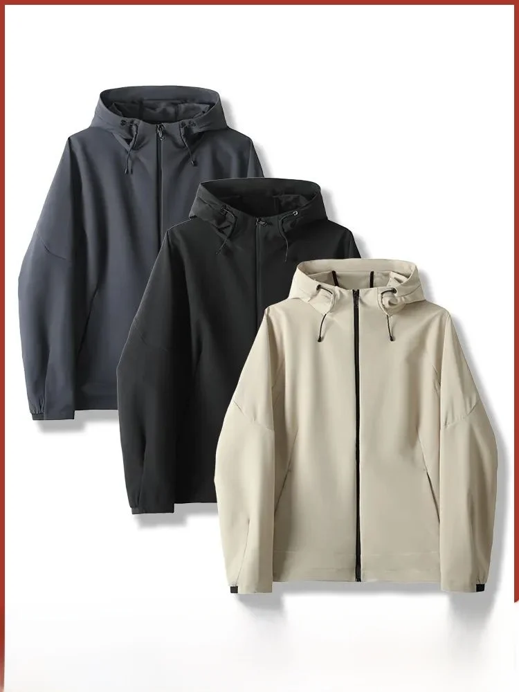 

Мужская повседневная спортивная куртка на открытом воздухе, водонепроницаемая, с капюшоном и рисунком птицы, универсальная модная смесь полиэстера и спандекса