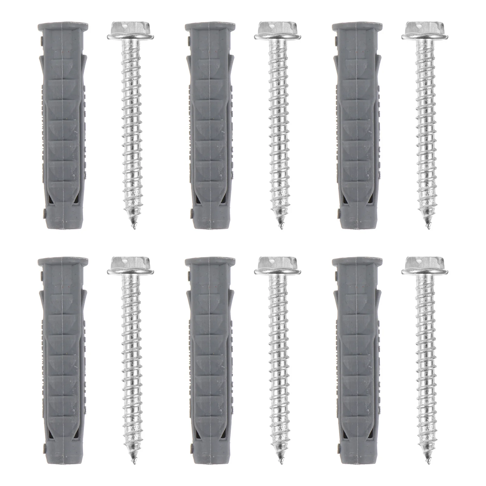 

6Pcs Installation Expansion Screws Heavy Duty Plastic Ribbed Anchors with Carbon Steel Screws for Wall Mounting Brackets