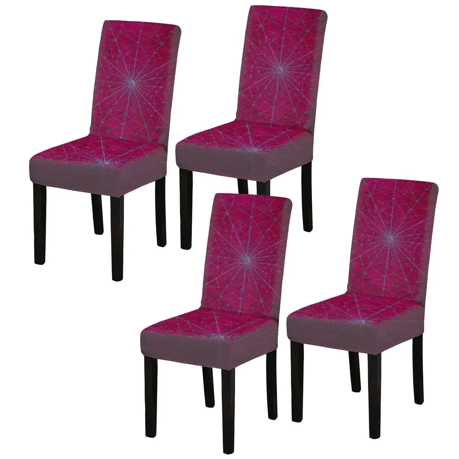 Elastic printed dining chair cover, removable and washable anti-grab seat cover, abstract geometric line art pattern