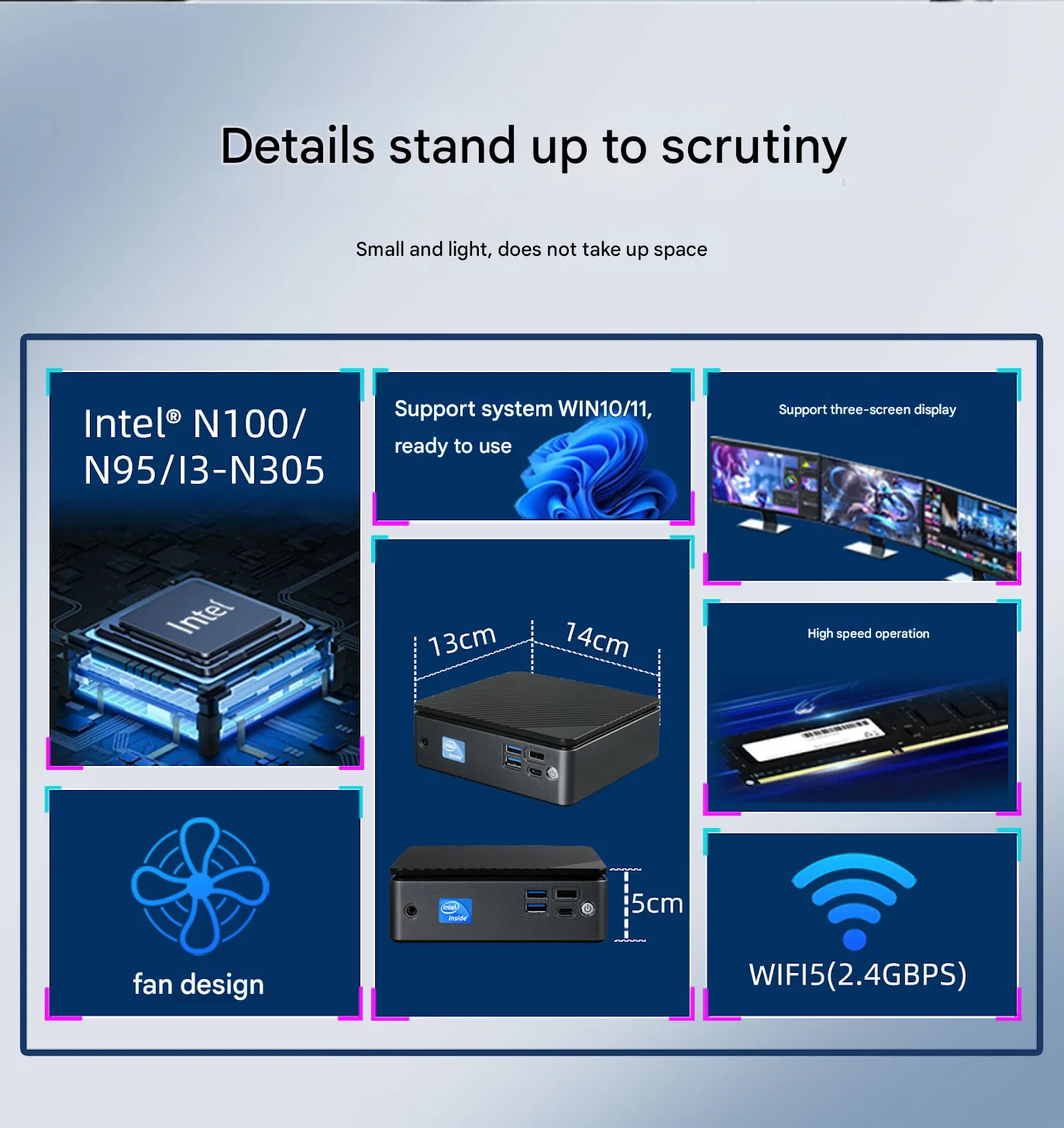 جديد GDDR4 للألعاب PC Mini 4K Ultra HD USB3.2 USB3.2 DDR4 32G HD-MI/DP عرض مزدوج كمبيوتر مكتبي N95/N150 معالج