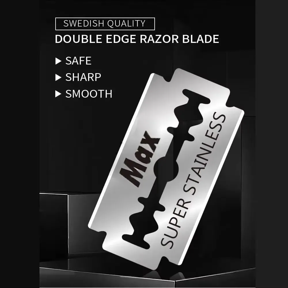 Stainless Steel Classic Double Edge Shaving Razor for Thumb Haircutting Bald Head Eyebrow Trimming Hairdressing Stand