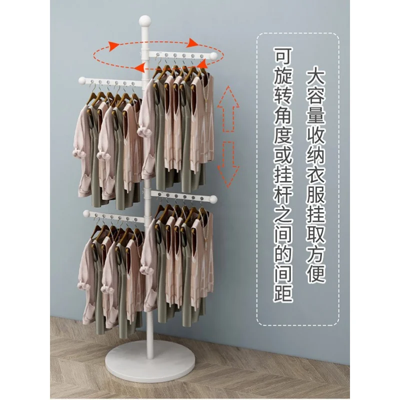 Custom. [High-End Anti-Rust] New Simple Thickening Clothes Hanger Marble Coat Rack Bedroom and Household Clothes Rack Double-Lay