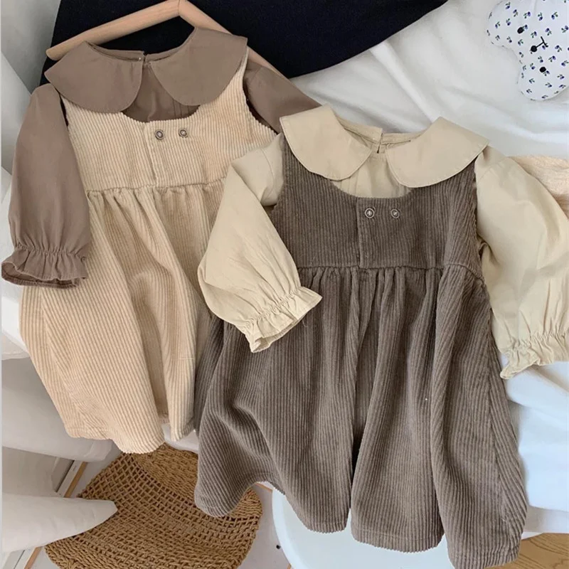 

Spring Autumn Children Clothes 2pcs Sets Korean Kids Vest Princess Dress 1-6Years Girls Casual Loose Dress Suit Baby Girl Dress