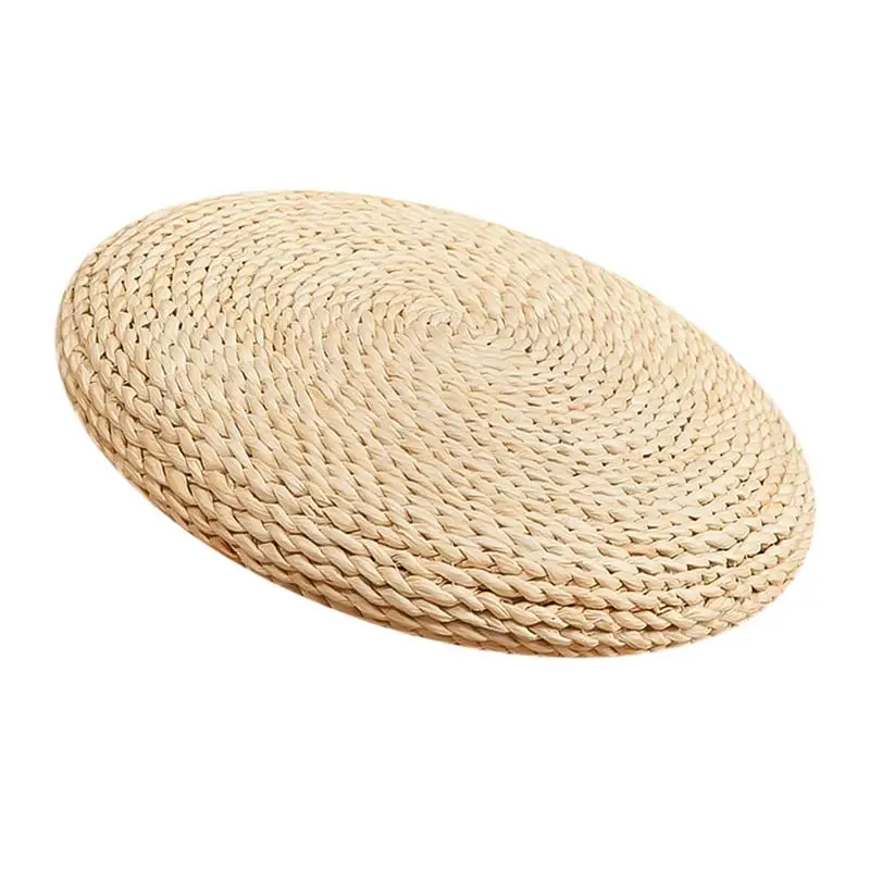 1  Yoga Meditating Mat Straw Braid Cushion Round Cotton Filling Cattail Weaving Cushion Tatami Windowsill Cushion Floor Mat 30cm