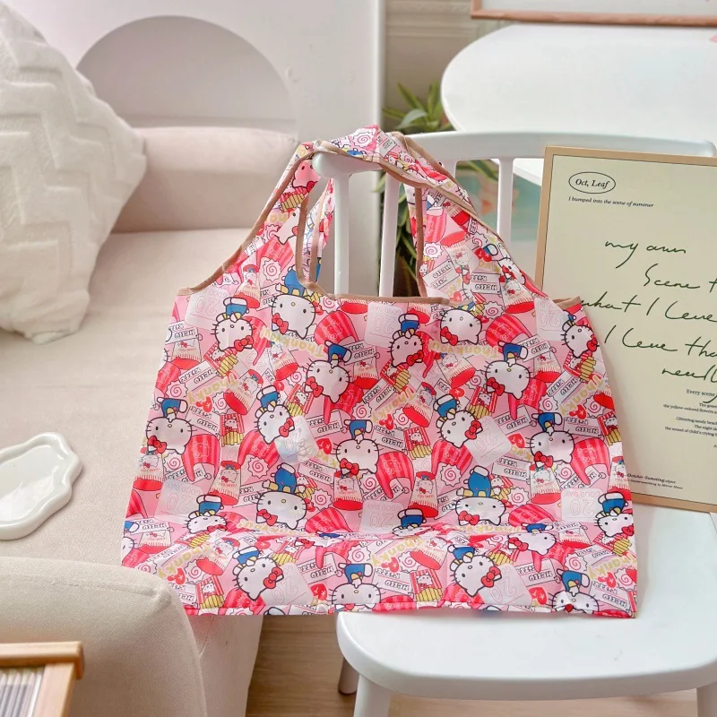 HelloKitty Portable Foldable Supermarket Shopping Bag Large Capacity Waterproof Tote Grocery Handbag Large Eco-friendly Bag Gift - view 6