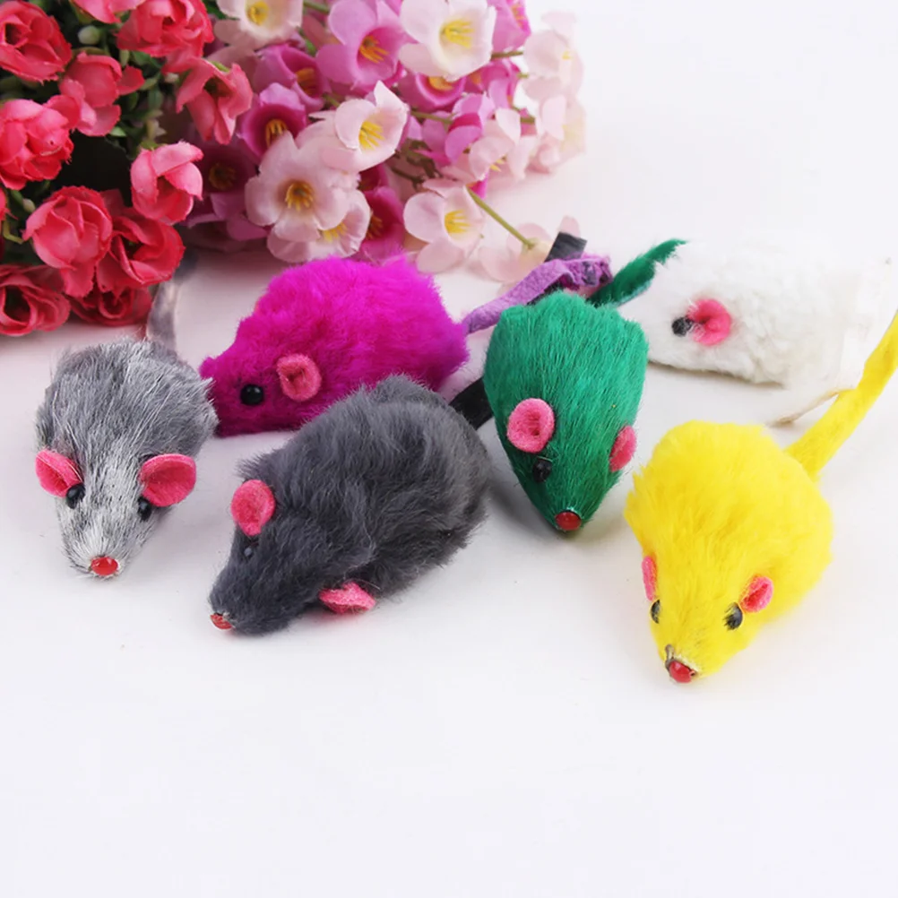 

14Pcs Funny Rabbit Fur False Mouse Pet Cat Toys Mini Cats Kitten Pet Accessories (Mixed Colors)