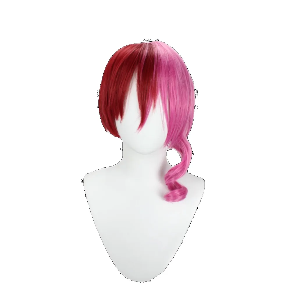 Peruka Cosplay Tekken Alisa Girl Ciemnoczerwona Różowo-Czerwona Dwukolorowa